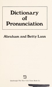 Dictionary of pronunciation  Cover Image