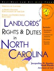 Landlords' rights & duties in North Carolina : with forms  Cover Image