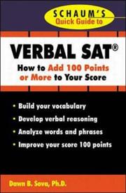 Schaum's quick guide to the verbal SAT : how to add 100 points or more to your score  Cover Image